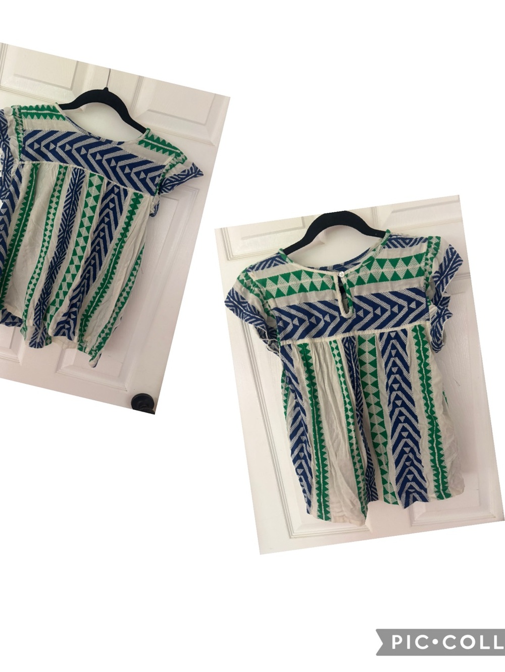 THML Blue & Green Patterned Short Sleeve Top
